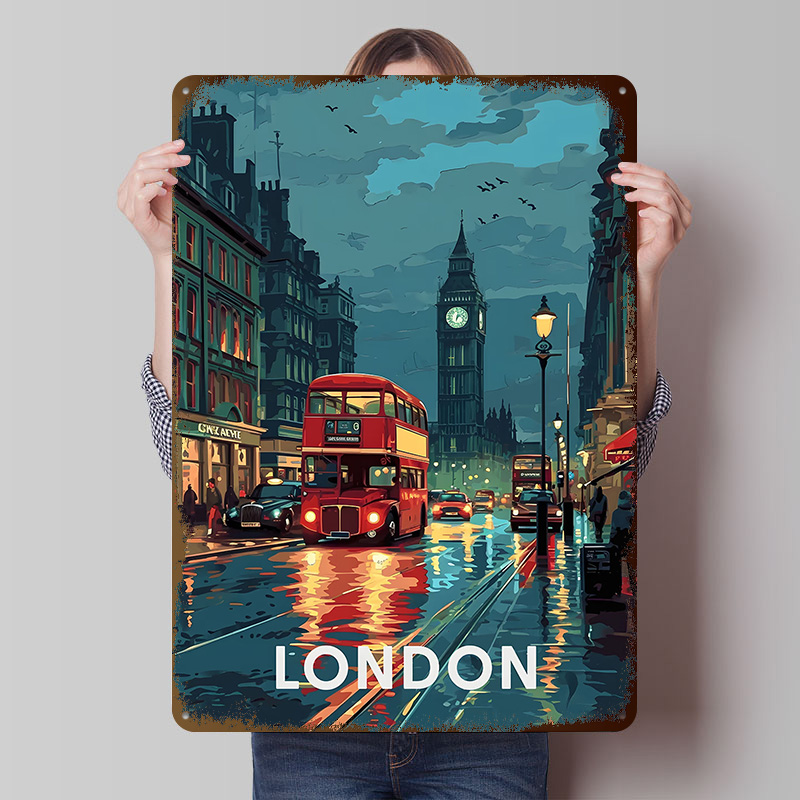 Retro Gaming London - Plakat z blaszki z Londynem i