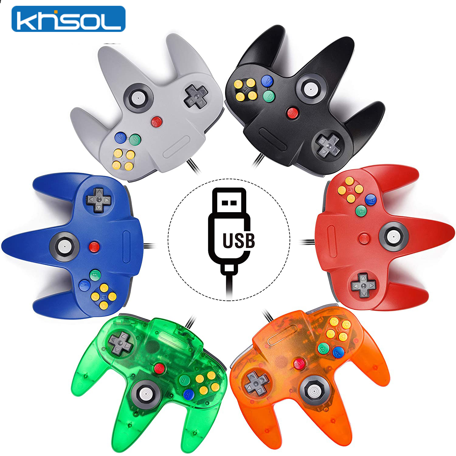 Retro Gaming Best Console - Kontroler N64 Klasyczny przewodowy zdalny gamepad