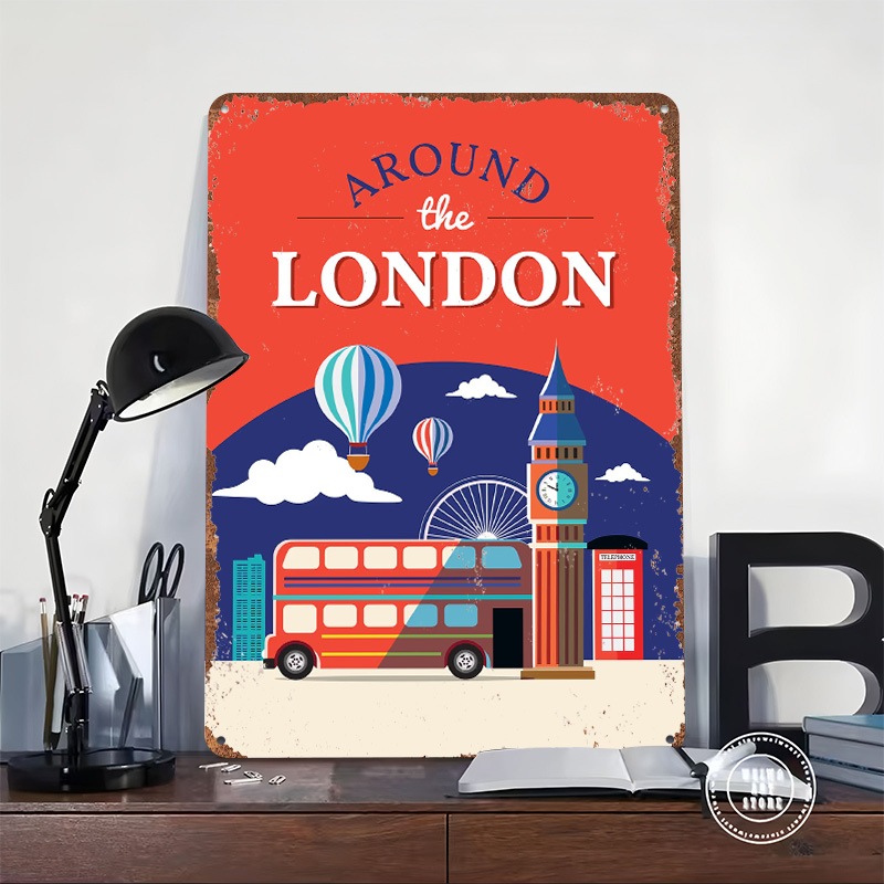 Metalowy plakat podróżniczy z  – Retro Gaming London recenzja i cena