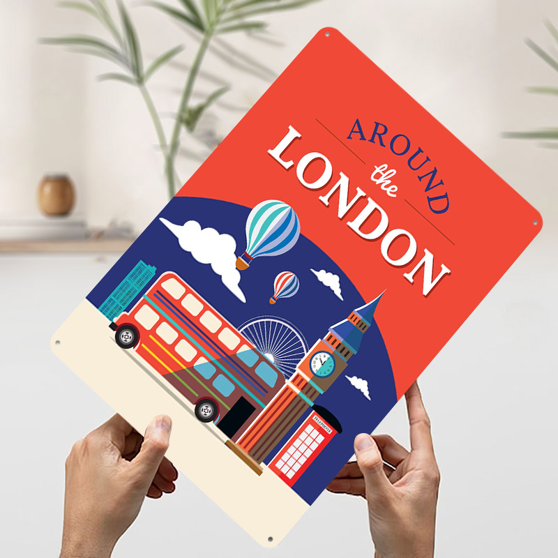 Metalowy plakat podróżniczy z  – Retro Gaming London recenzja i cena