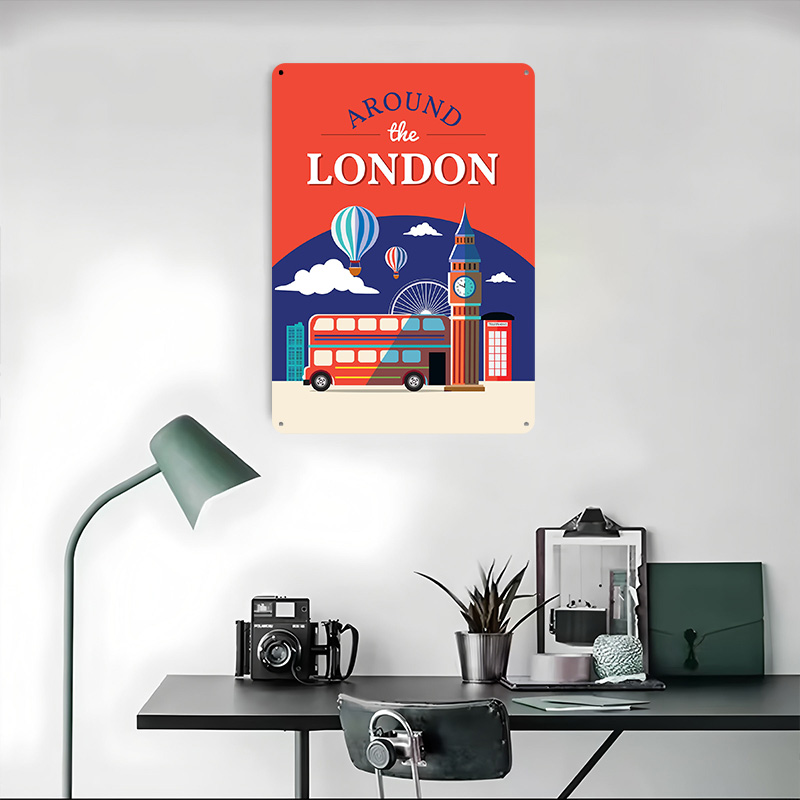 Metalowy plakat podróżniczy z  – Retro Gaming London recenzja i cena